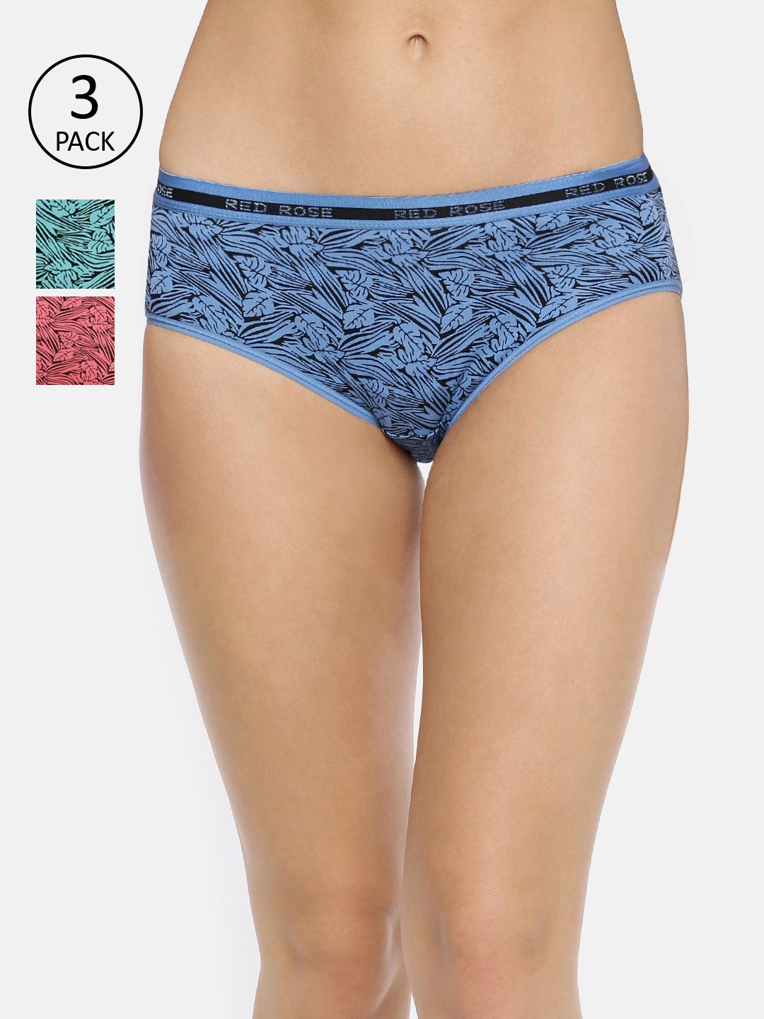 

Red Rose Women Pack Of 3 Assorted Hipster Briefs Pooja-XXL