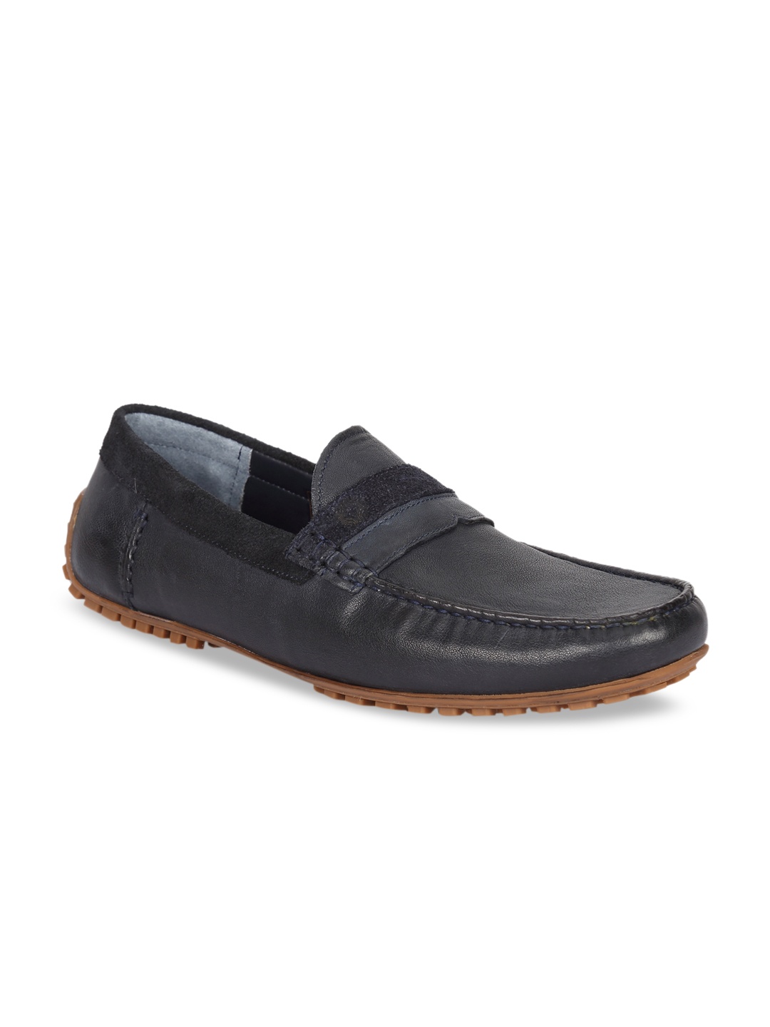 Ruosh Men Navy Blue Leather Driving Shoes