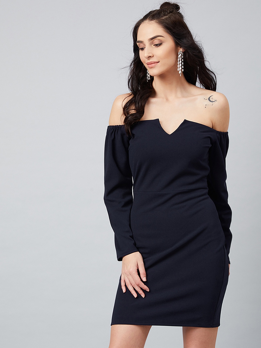 Athena Women Blue Solid Sheath Dress