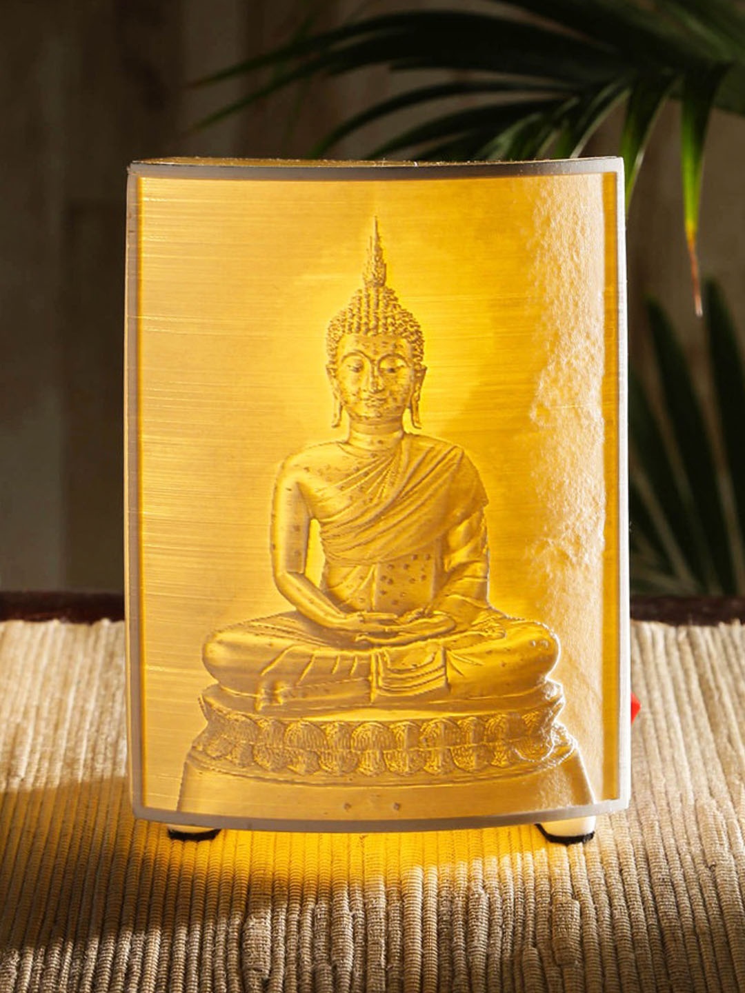 

green girgit White Self Design Handcrafted Lord Buddha Lithophane 3D Table Lamp