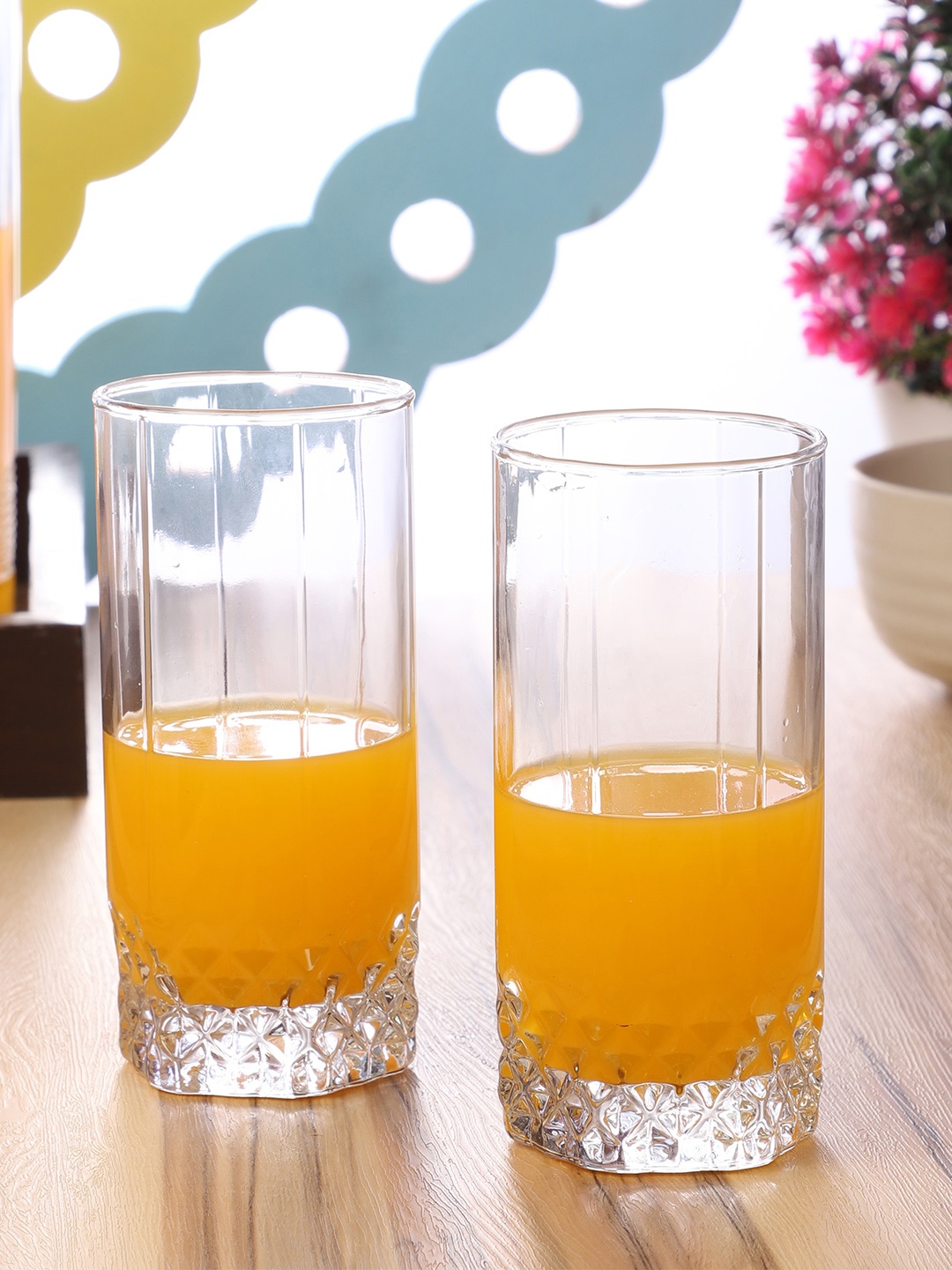 

ceradeco Set Of 6 Transparent Solid Imported Jucika Shaped Long Everyday Glasses
