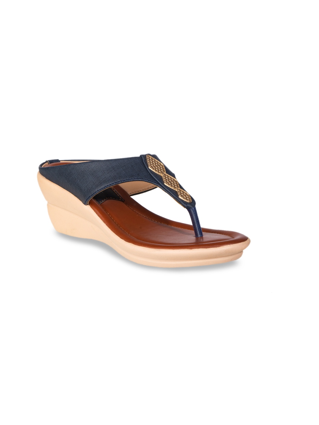 Khadims Women Navy Blue Solid Wedge Heels