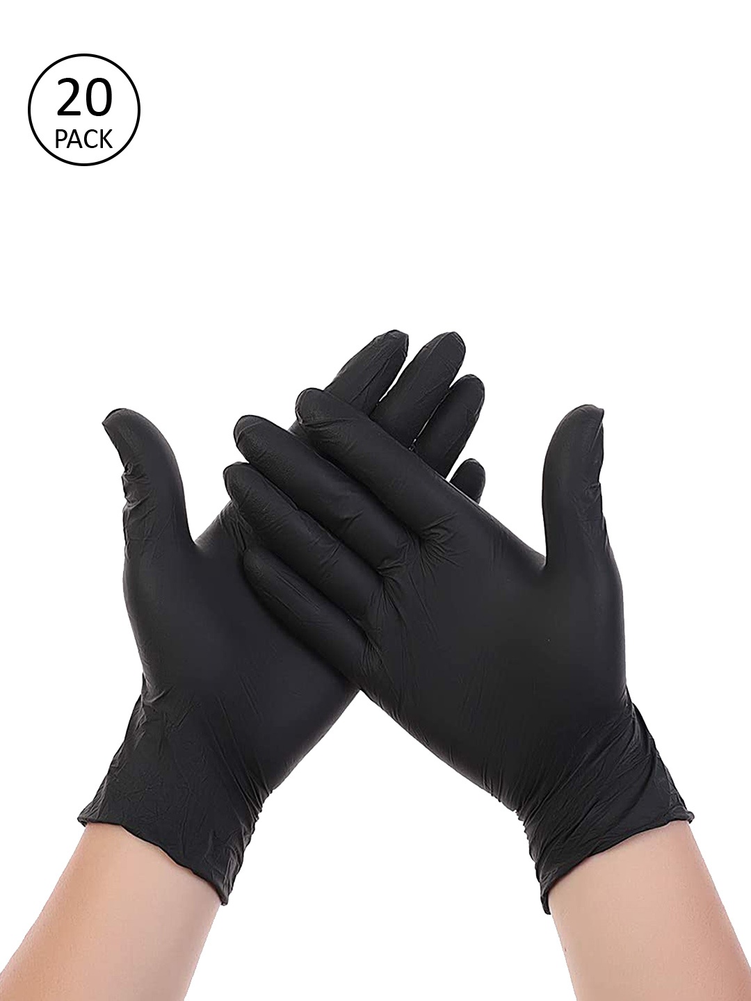 LONDON FASHION hob Unisex Pack Of 20 Black Solid Surgical Disposable Hand Gloves