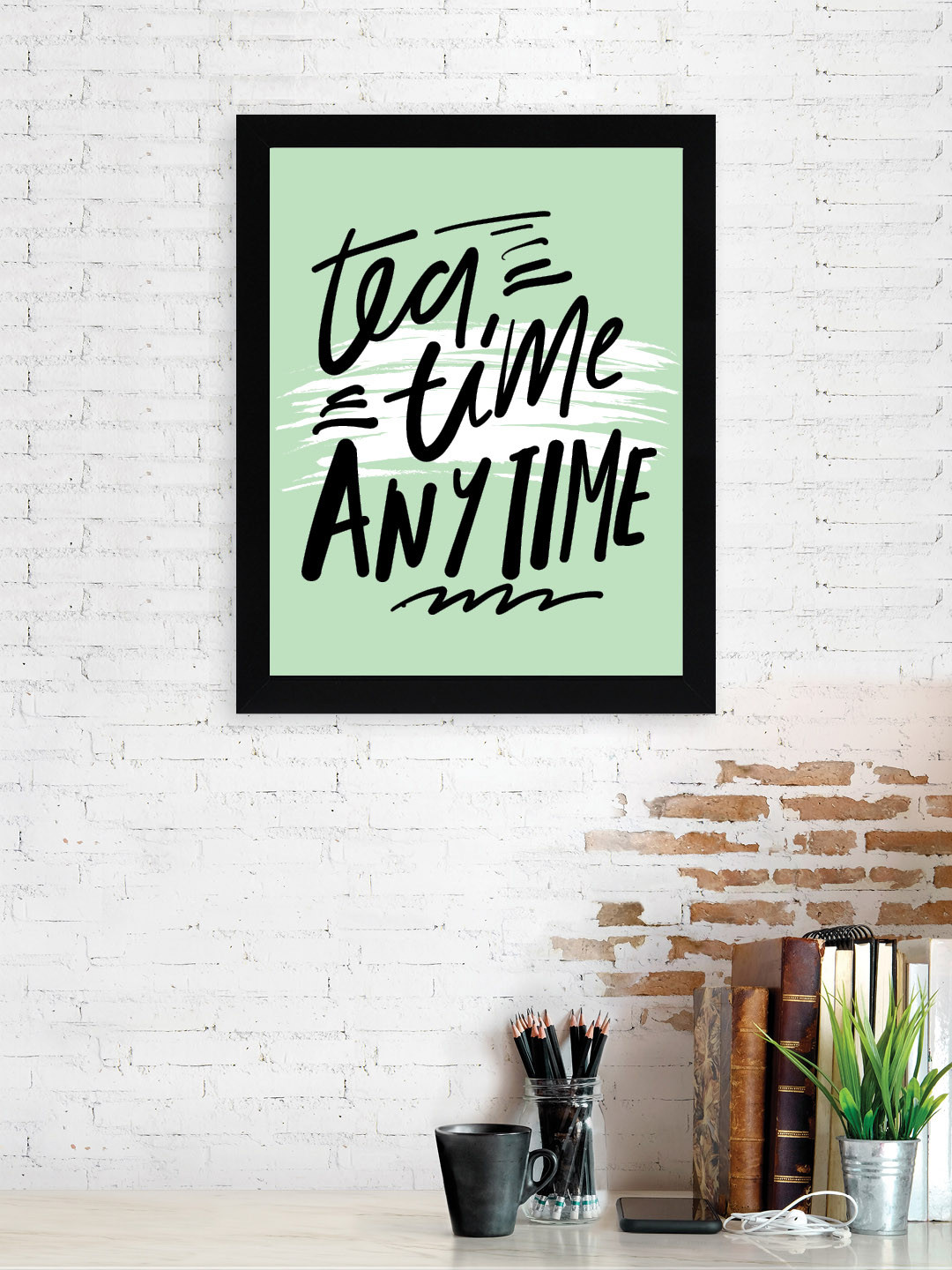 

nest ART Sea Green & Black Paper Plain Print Quotes Framed Wall Art