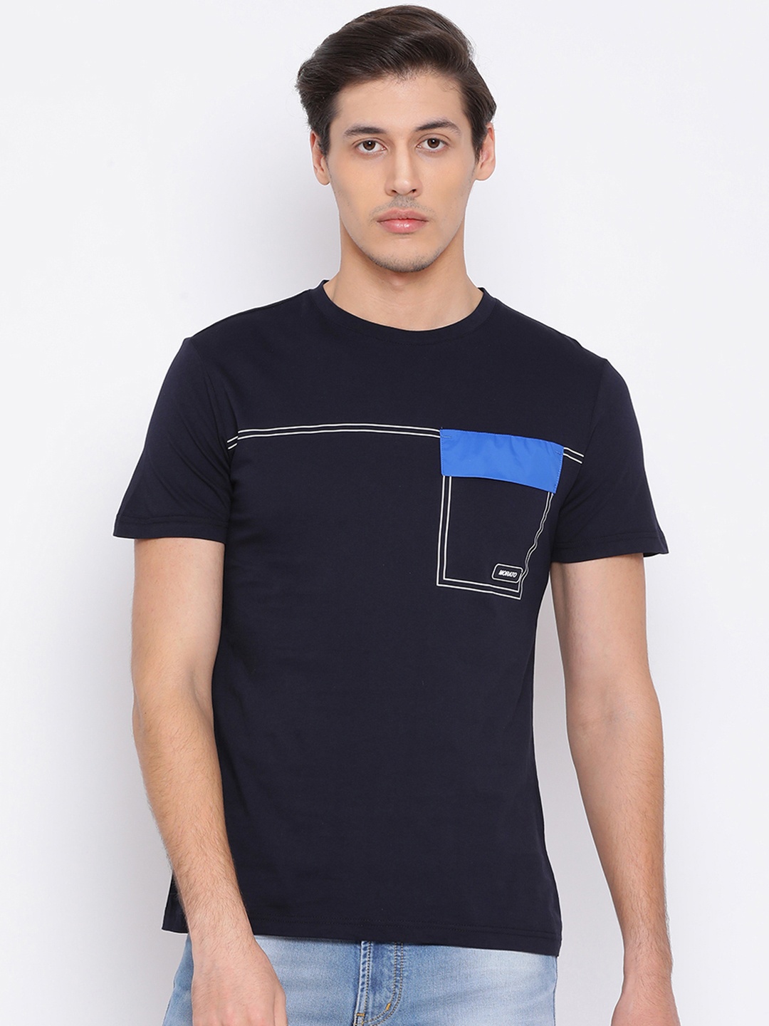 

Antony Morato Men Navy Blue Printed Round Neck T-shirt