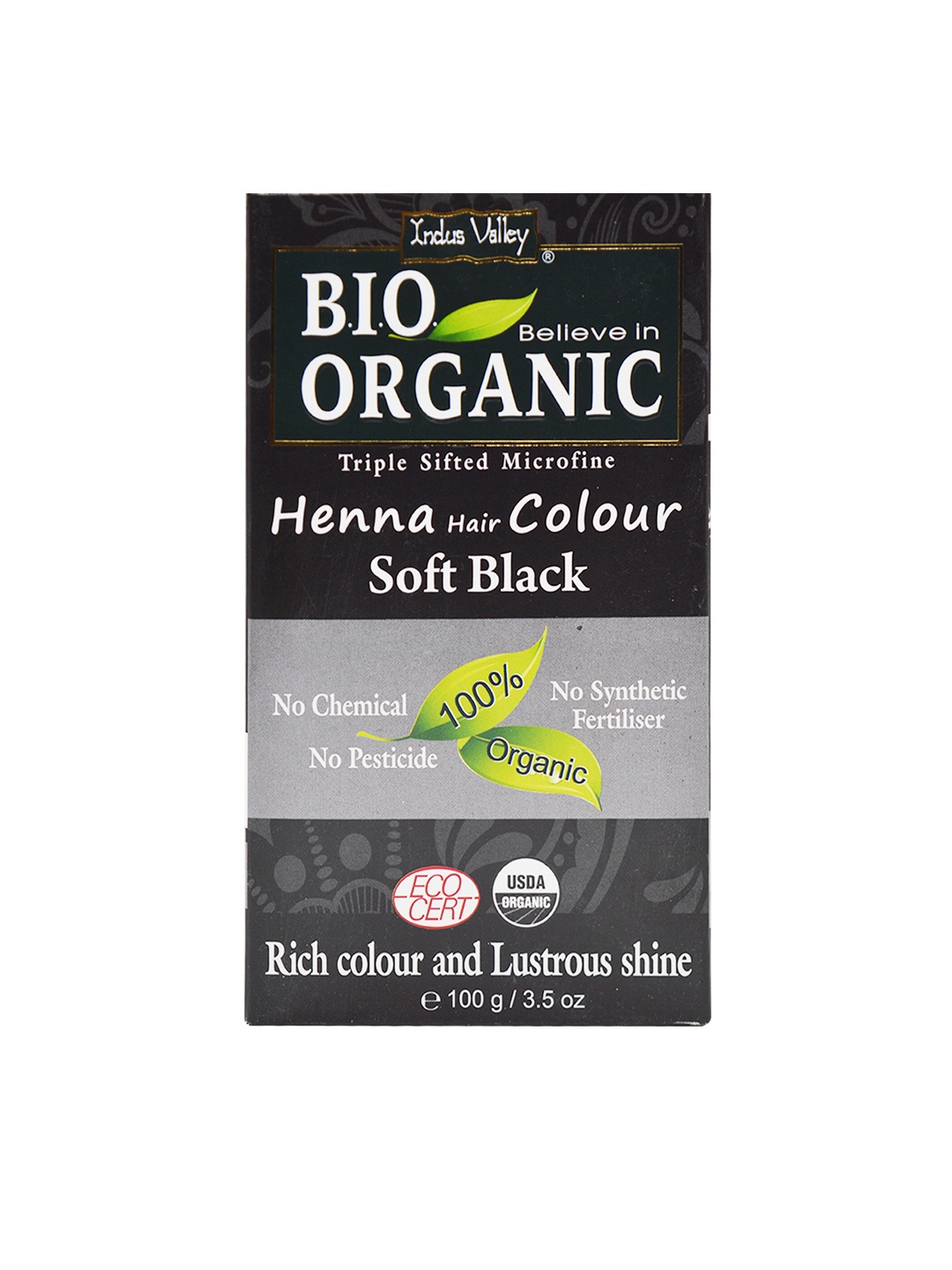 

Indus Valley Bio Organic Soft Black Henna Hair Color-Black 100g