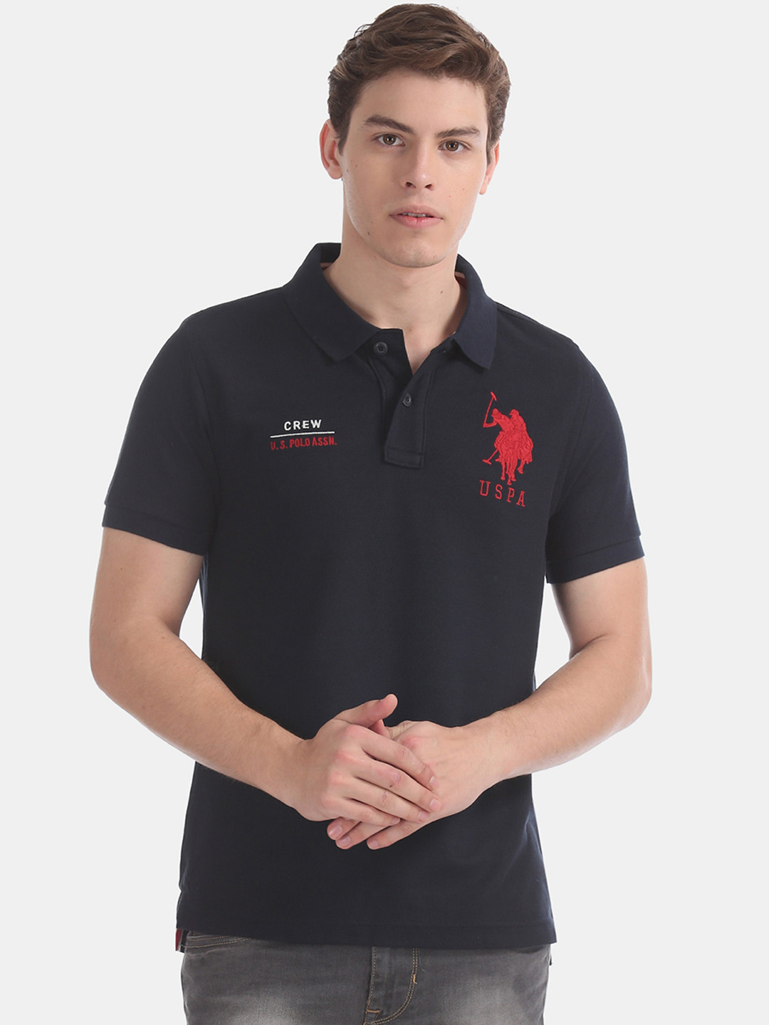 

U.S. Polo Assn. Men Blue Printed Polo Collar T-shirt