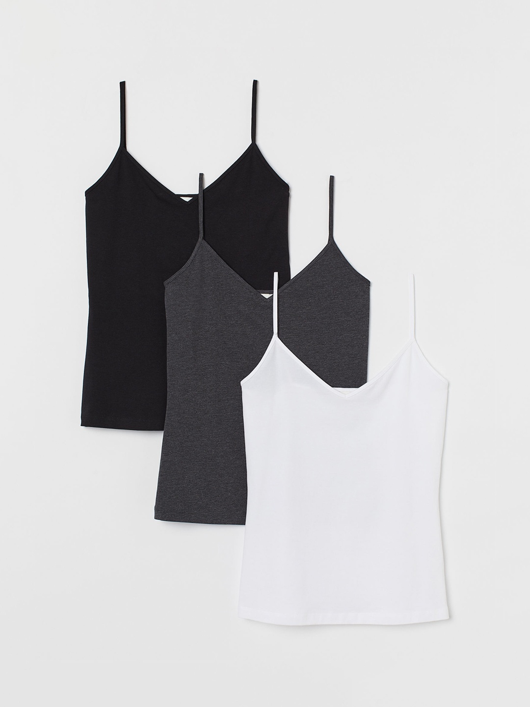 

H&M Women 3-Pack V-Neck Strappy Tops, White