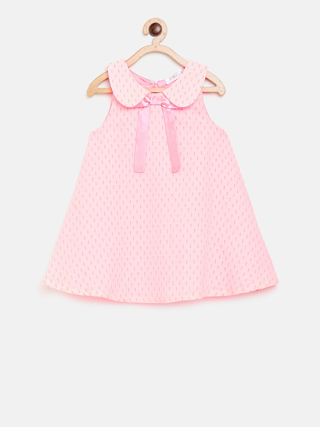 

KIDKLO Girls Pink Self Design A-Line Dress