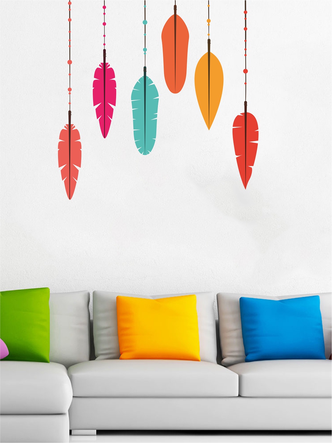 

rawpockets Multicolored Feather Wall Sticker, Multi