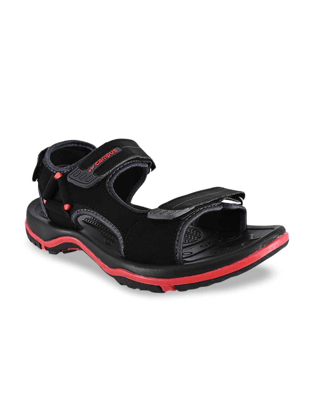 

Campus Men Black & Grey Solid Sports Sandals