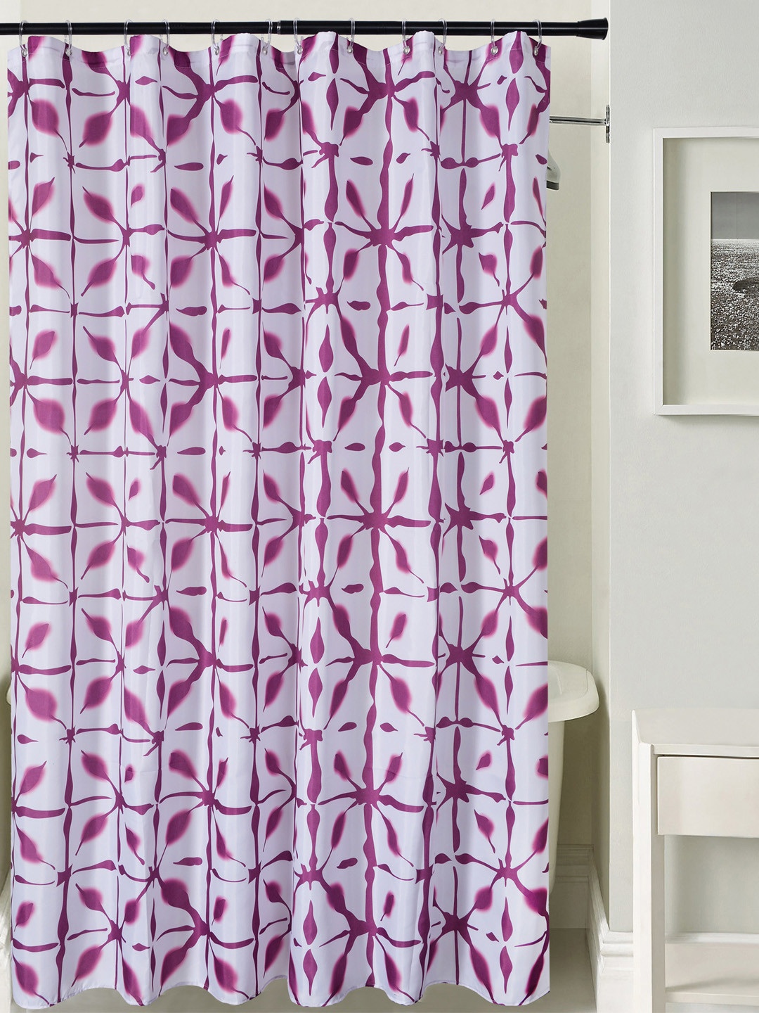 

Deco Window Magenta & White Set of 2 Printed Shower Curtain