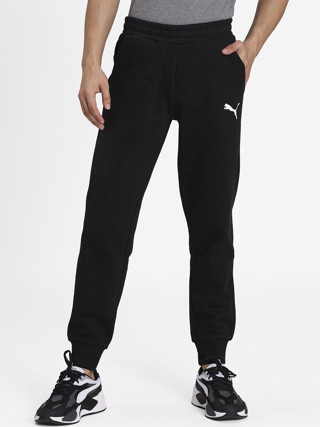 Puma Men Black Solid Essentials Fleece Knitted Pants