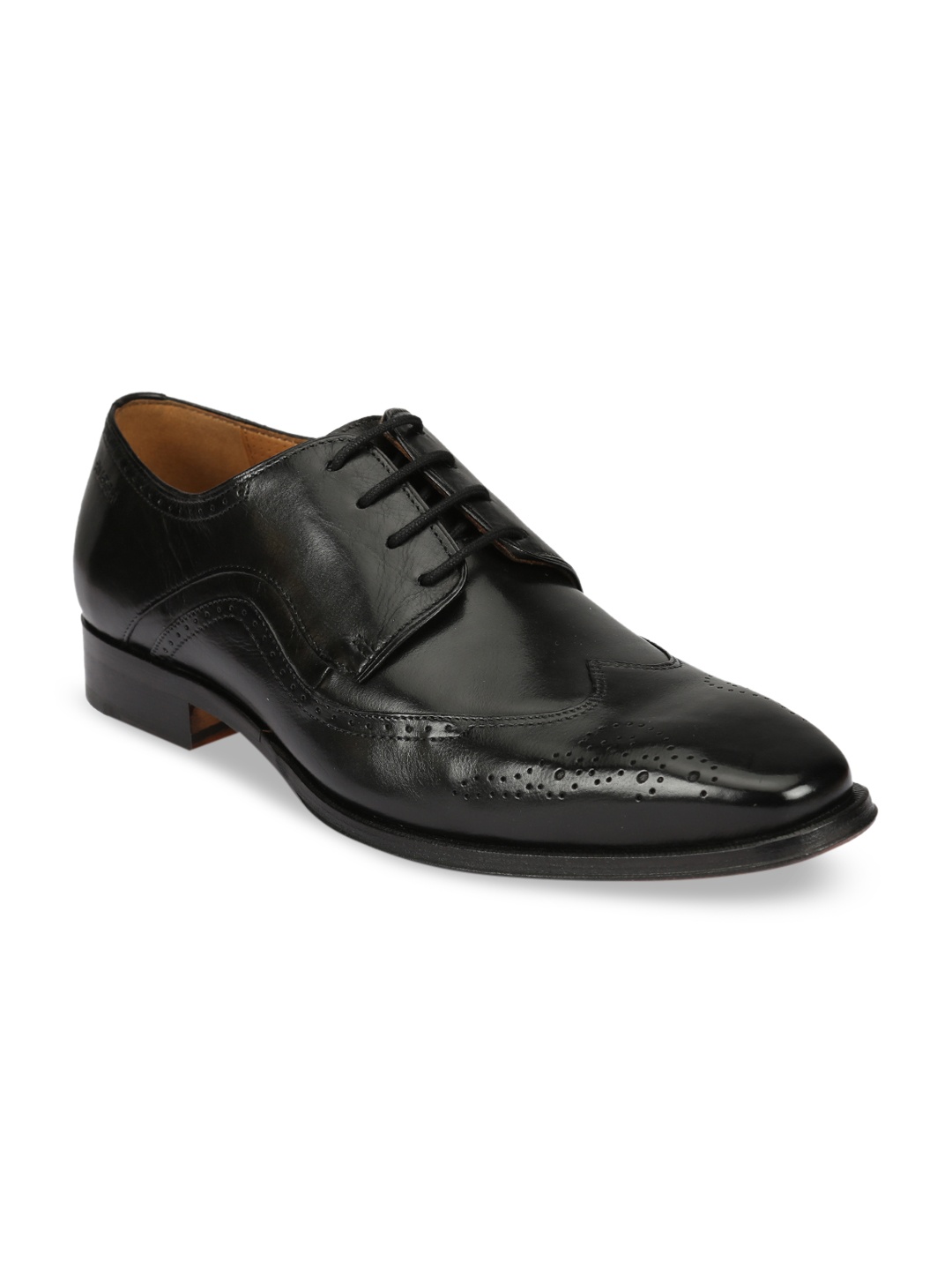 

Ruosh Men Black Solid Leather Formal Derbys