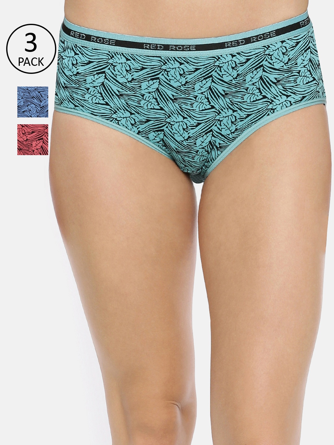Red Rose Women Pack of 3 Assorted Hipster Briefs