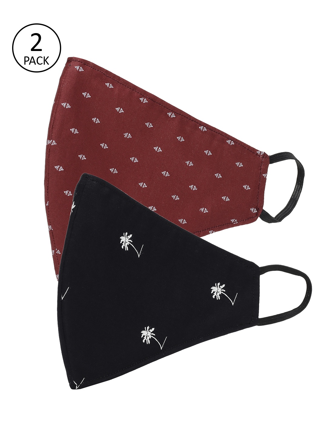 

AKSHARA Kids 2 Pcs 2-Ply Reusable Protective Cotton Face Masks, Black