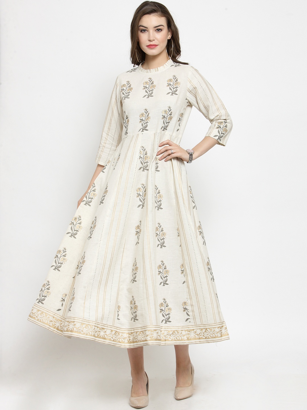 

Varanga Women Off-White Printed Fit and Flare Dress