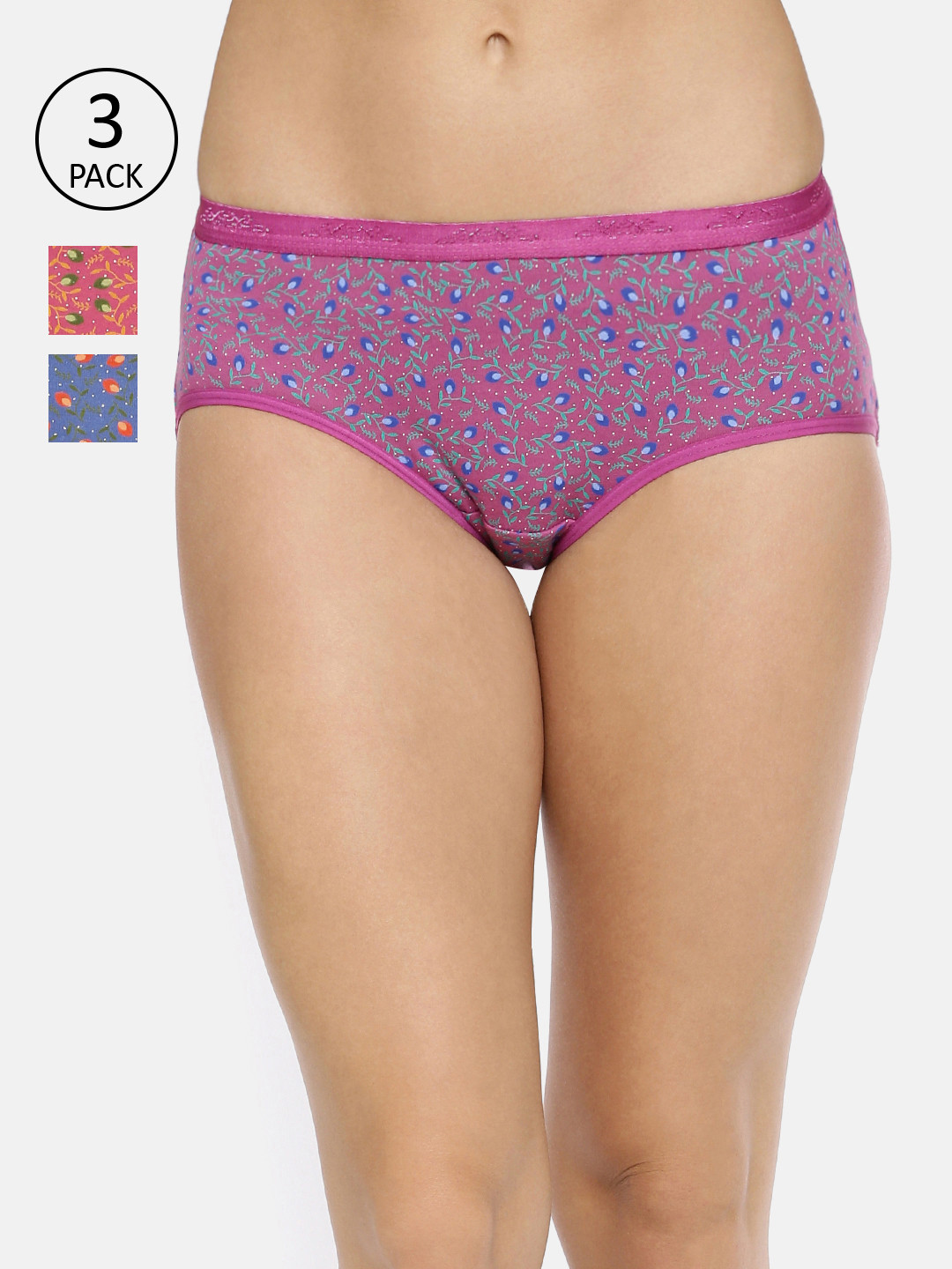 

Red Rose Women Pack Of 3 Assorted Hipster Briefs Khushi-XXL