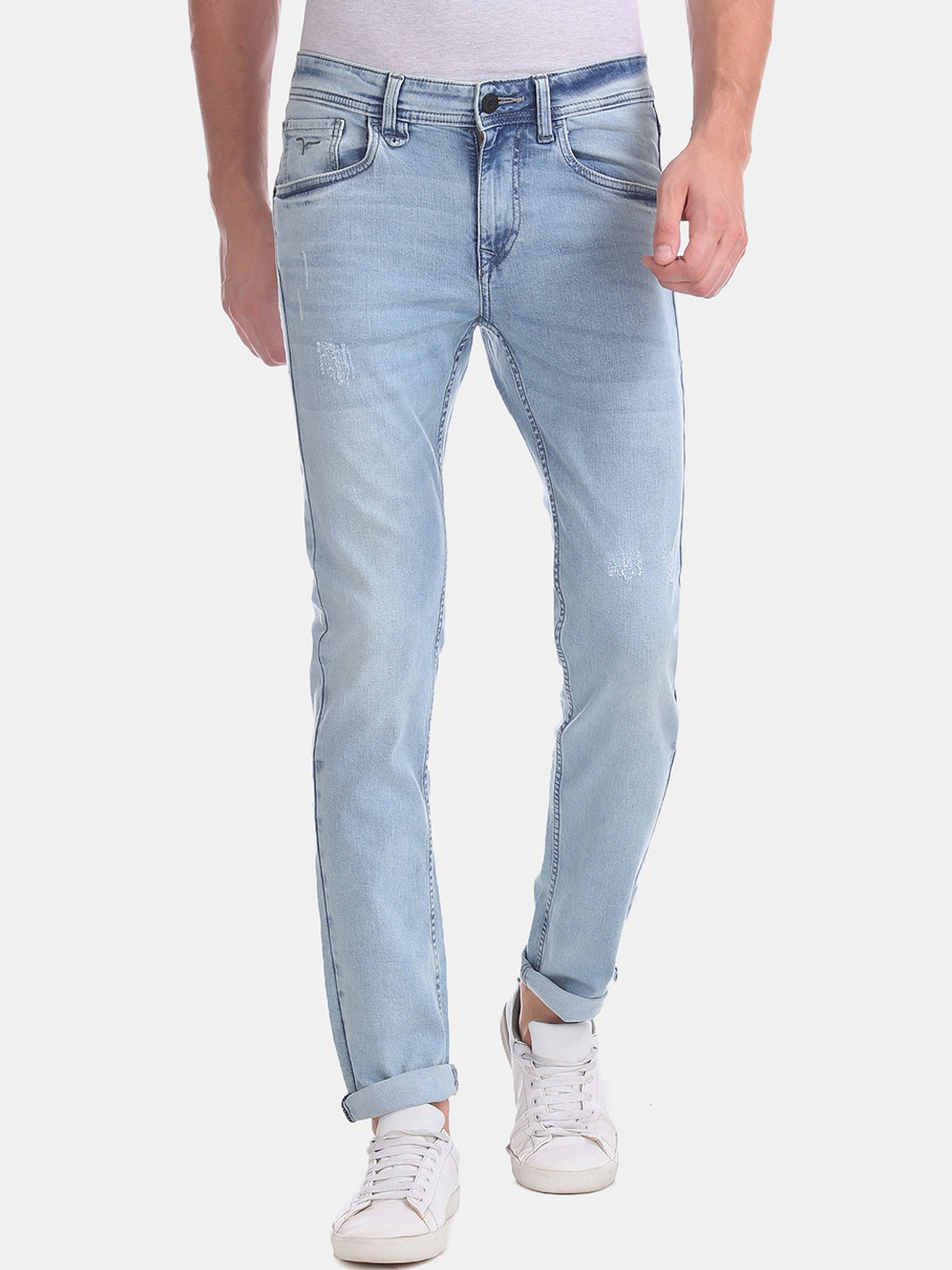 

Flying Machine Men Blue Slim Fit Mid-Rise Low Distress Jeans