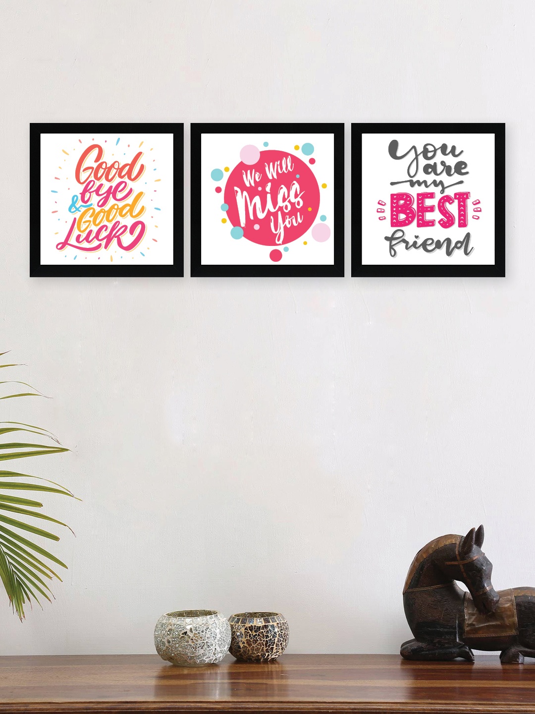 

nest ART Set Of 3 Printed Emotional Framed Wall Art, White