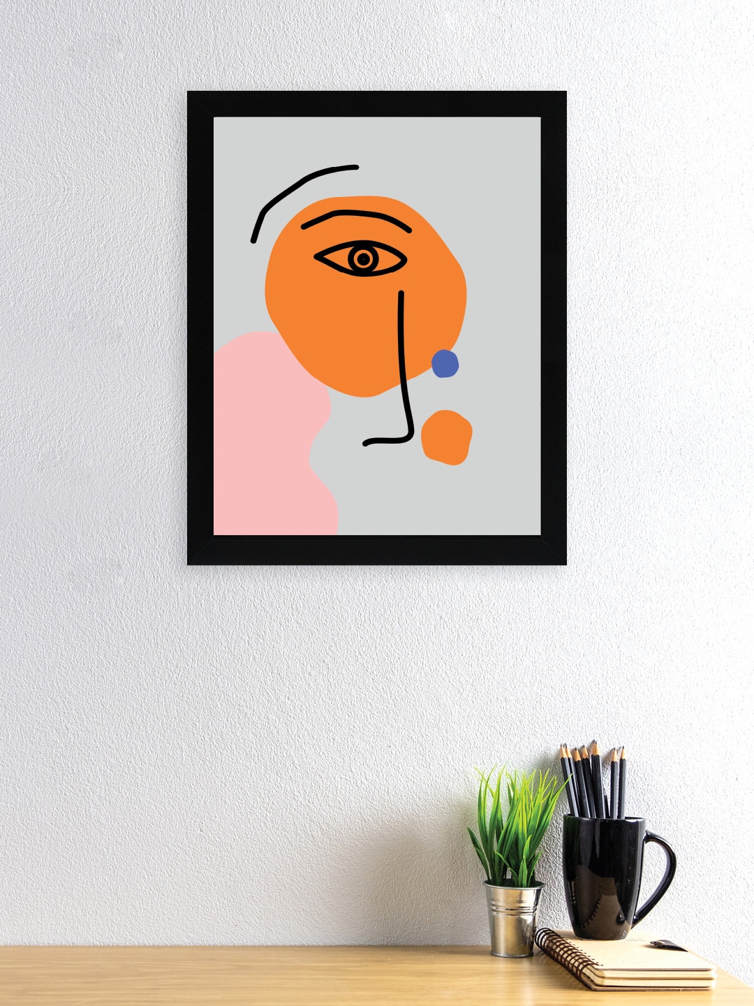 

nest ART Grey & Orange Paper Plain Print Framed Wall Art