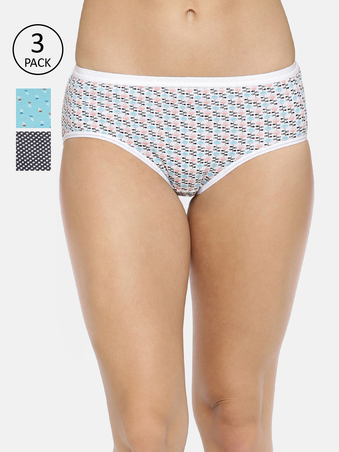 

Red Rose Women Pack Of 3 Assorted Hipster Briefs Aditi-M