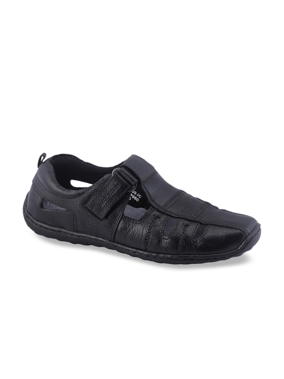 

Khadims Men Black Leather Sandals