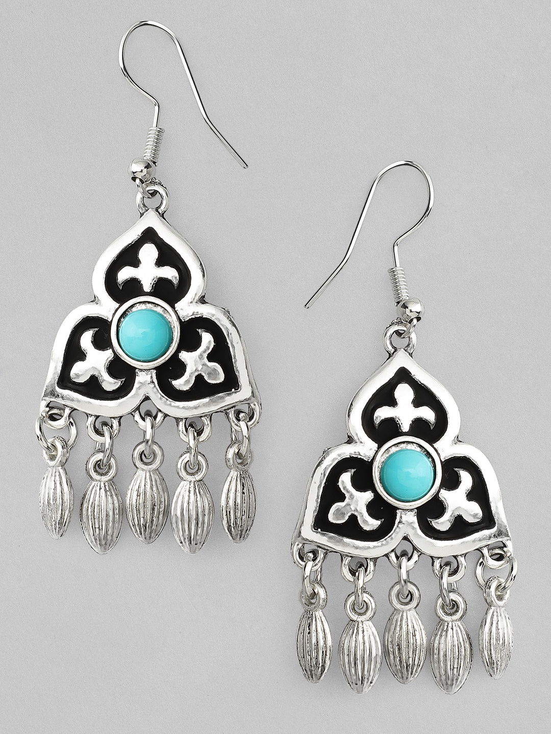 

TOKYO TALKIES X rubans FASHION ACCESSORIES Black Silver-Plated Classic Drop Earrings