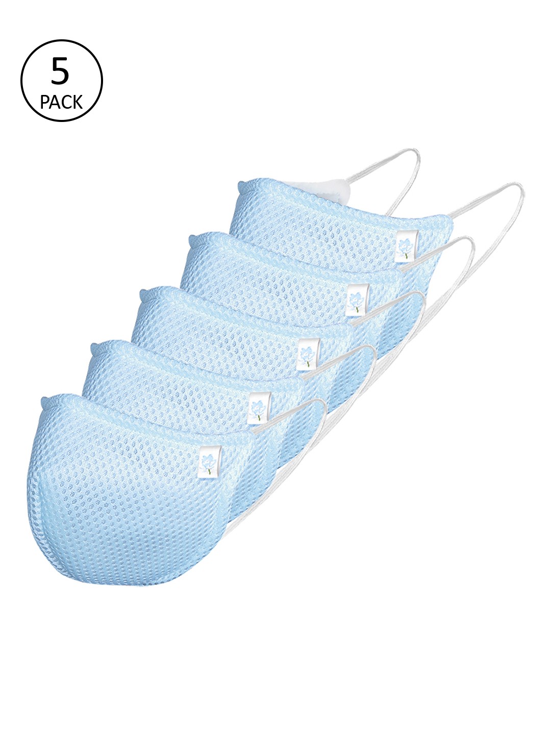 Ahalyaa Unisex 5 Pcs 4 Ply Protective Outdoor Reusable Masks, Blue