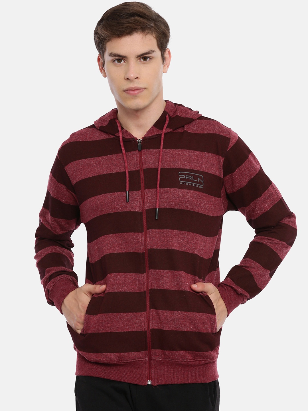 

Proline Active Men Maroon Printed Hooded Sweatshirt