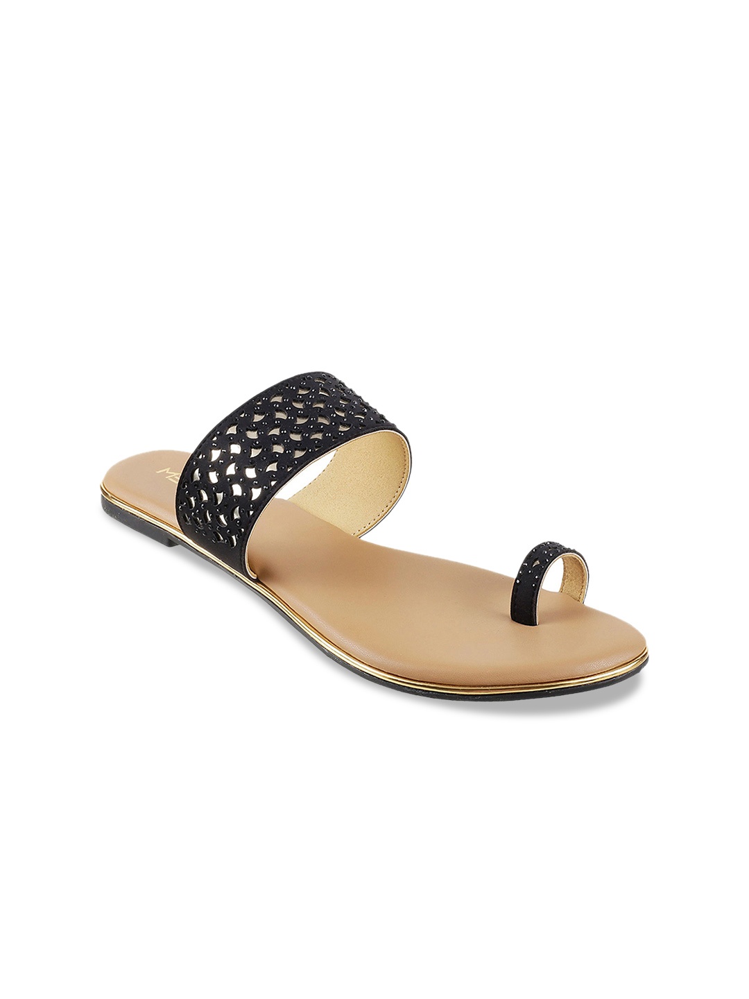 

Metro Women Black Textured One Toe Flats