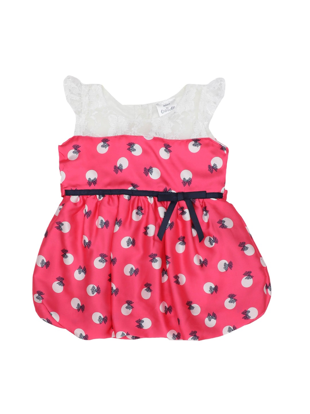 

Doodle Girls Pink Printed Fit and Flare Dress