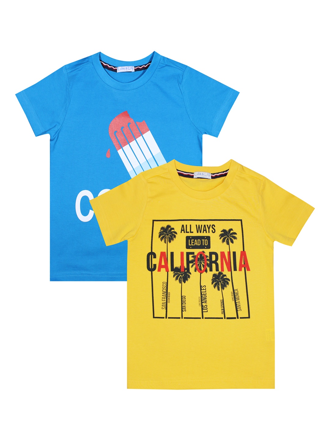 

Luke & Lilly Boys Pack of 2 Printed Round Neck T-shirt, Blue