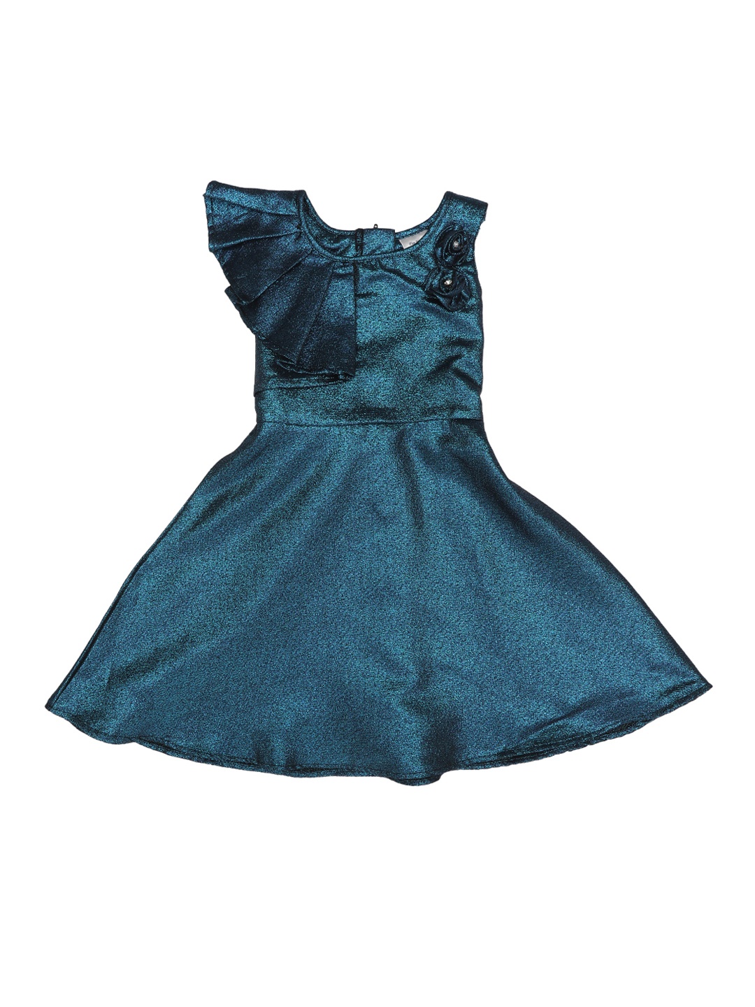 

Doodle Girls Blue Self Design Fit and Flare Dress