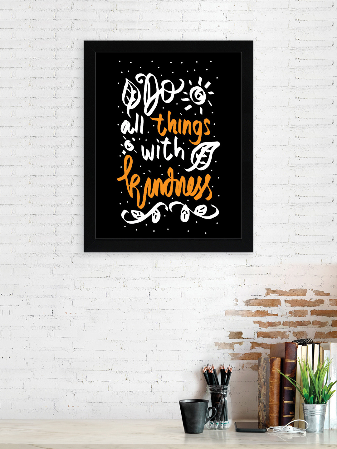 

nest ART White & Yellow Paper Plain Print Quotes Framed Wall Art