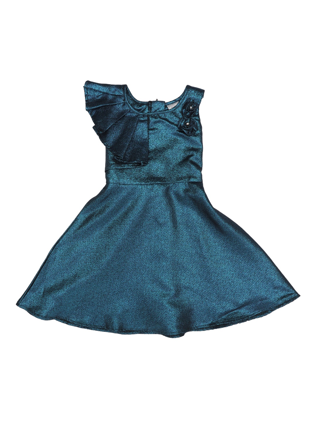 

Doodle Girls Blue Self Design Fit and Flare Dress