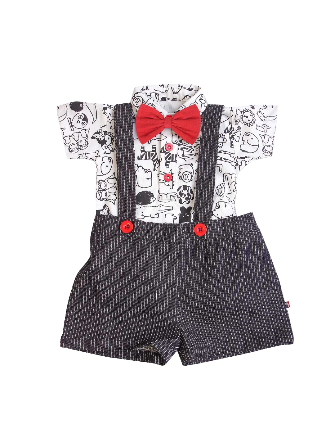 

Nino Bambino Infant Kids Black & White Printed Organic Cotton Bodysuit & Dungaree