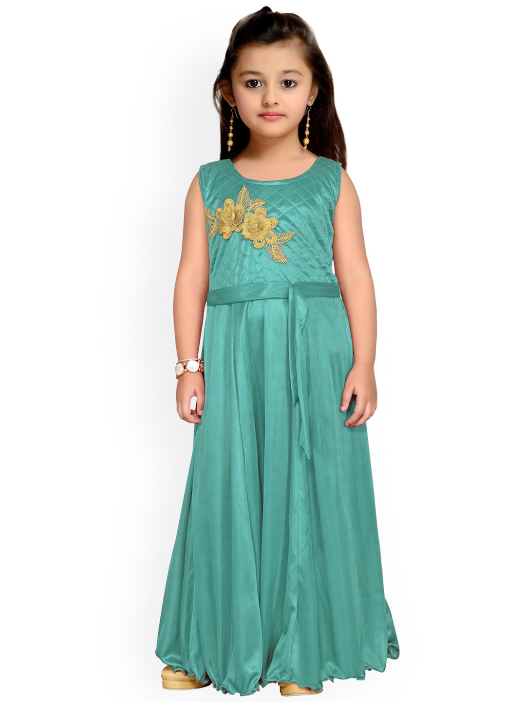 

Kidling Girls Sea Green Embellished Maxi Dress