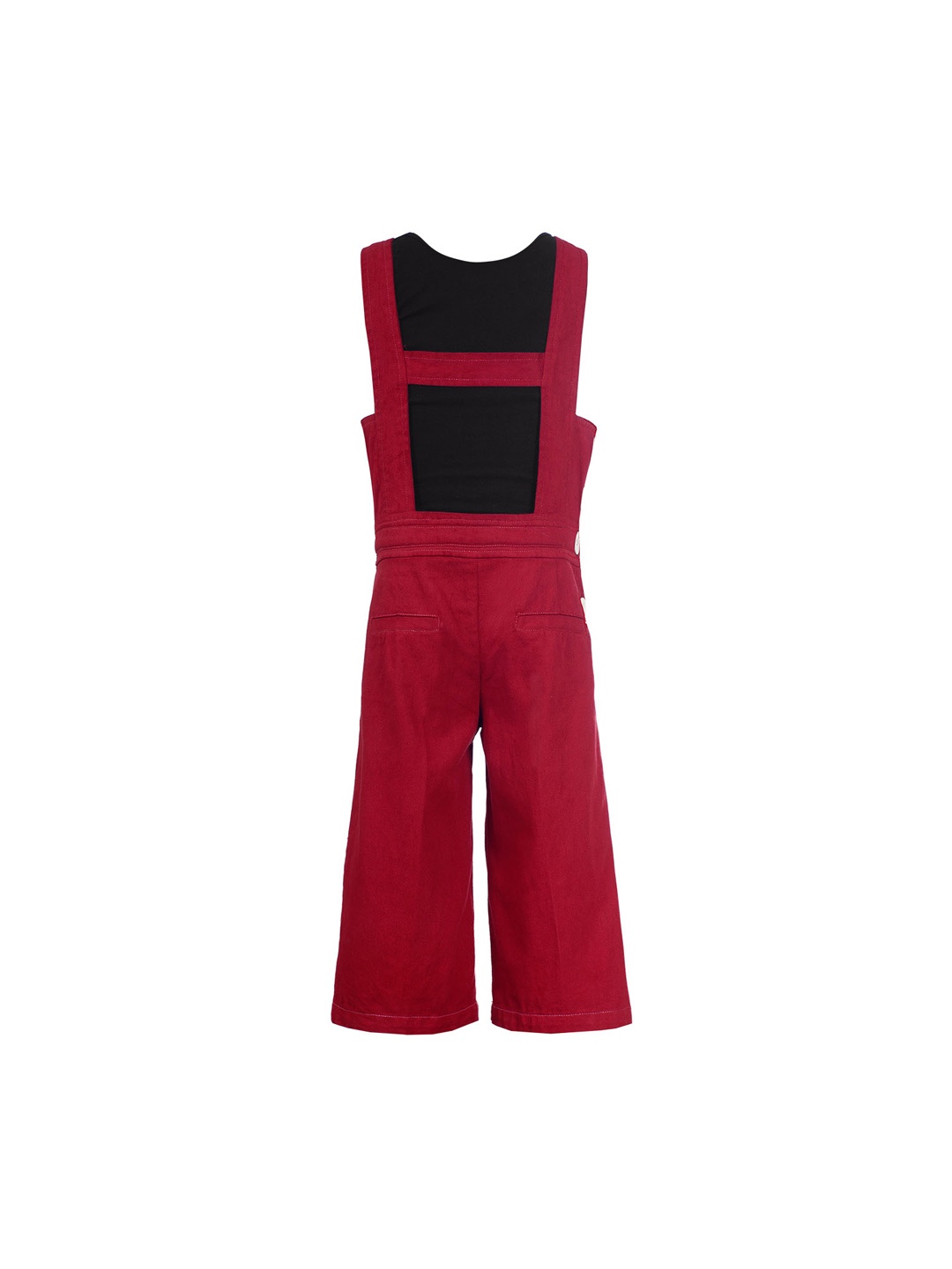

naughty ninos Girls Red & Black Solid T-shirt With Dungaree