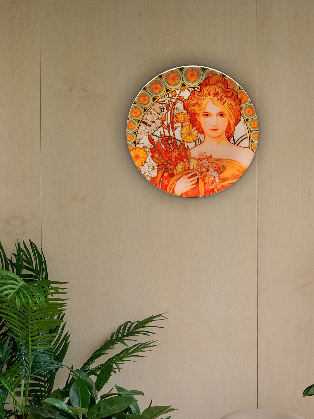 

KOLOROBIA Orange The Fantasy By Mucha Decorative Wall Plate