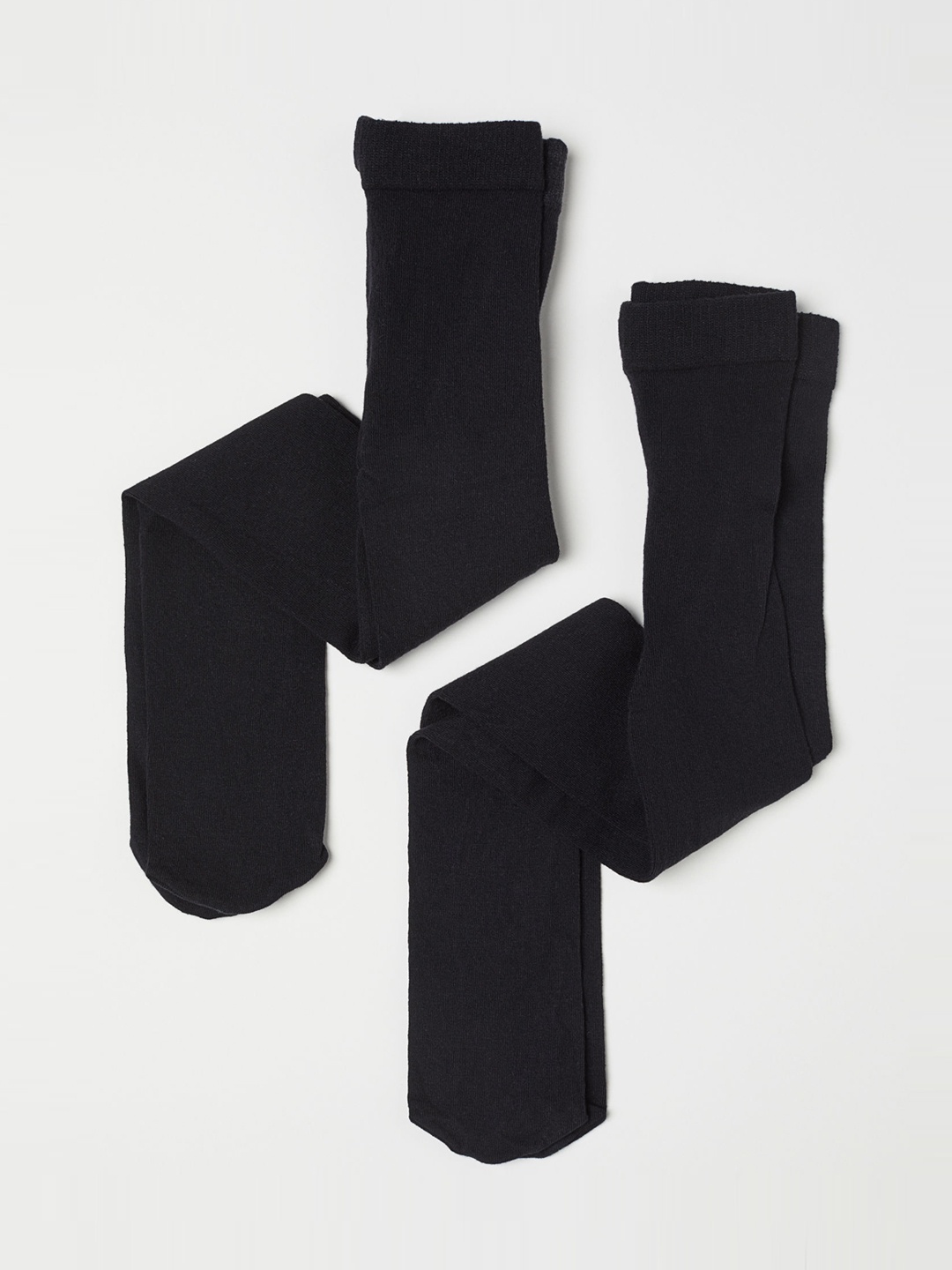 

H&M Girls Black Solid 2-Pack Fine-Knit Tights