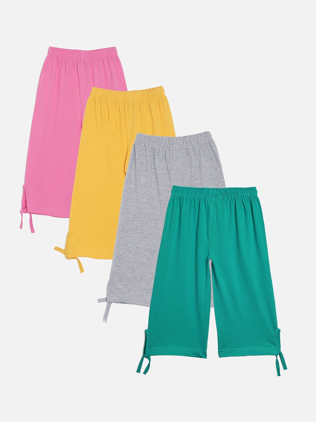 

SINI MINI Girls Pack of 4 Cotton Lounge Capris, Yellow