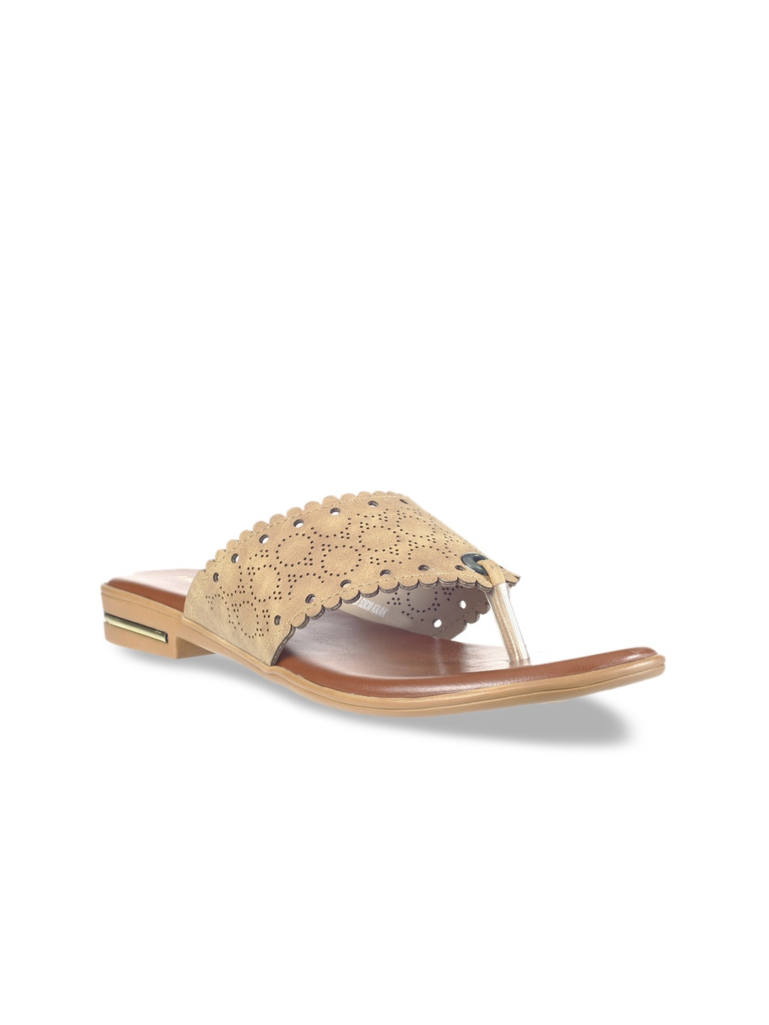 

Khadims Women Gold-Toned Solid Open Toe Flats