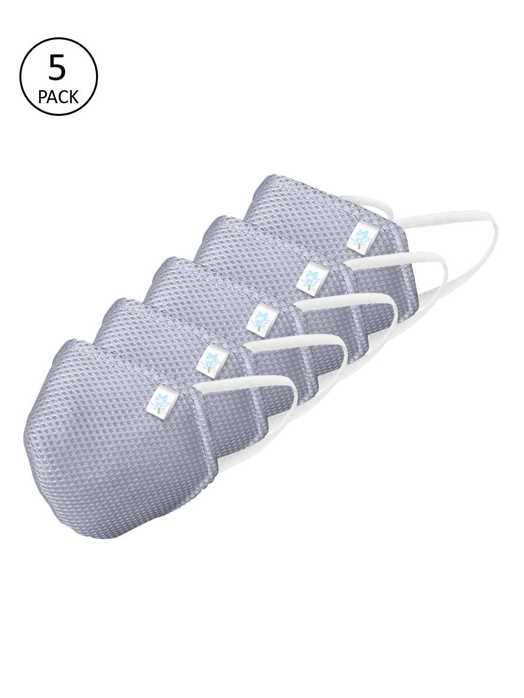 

Ahalyaa Unisex 5 Pcs 4 Ply Grey Protective Outdoor Reusable Masks