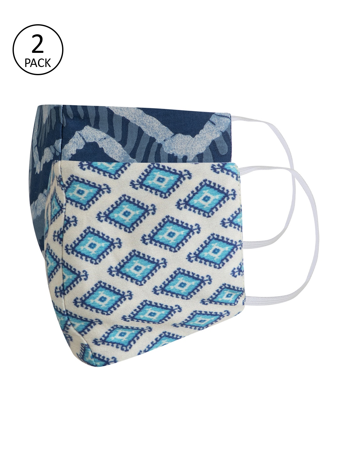 

FabAlley Unisex 2 Pcs 3 Ply Reusable Outdoor Masks, Blue