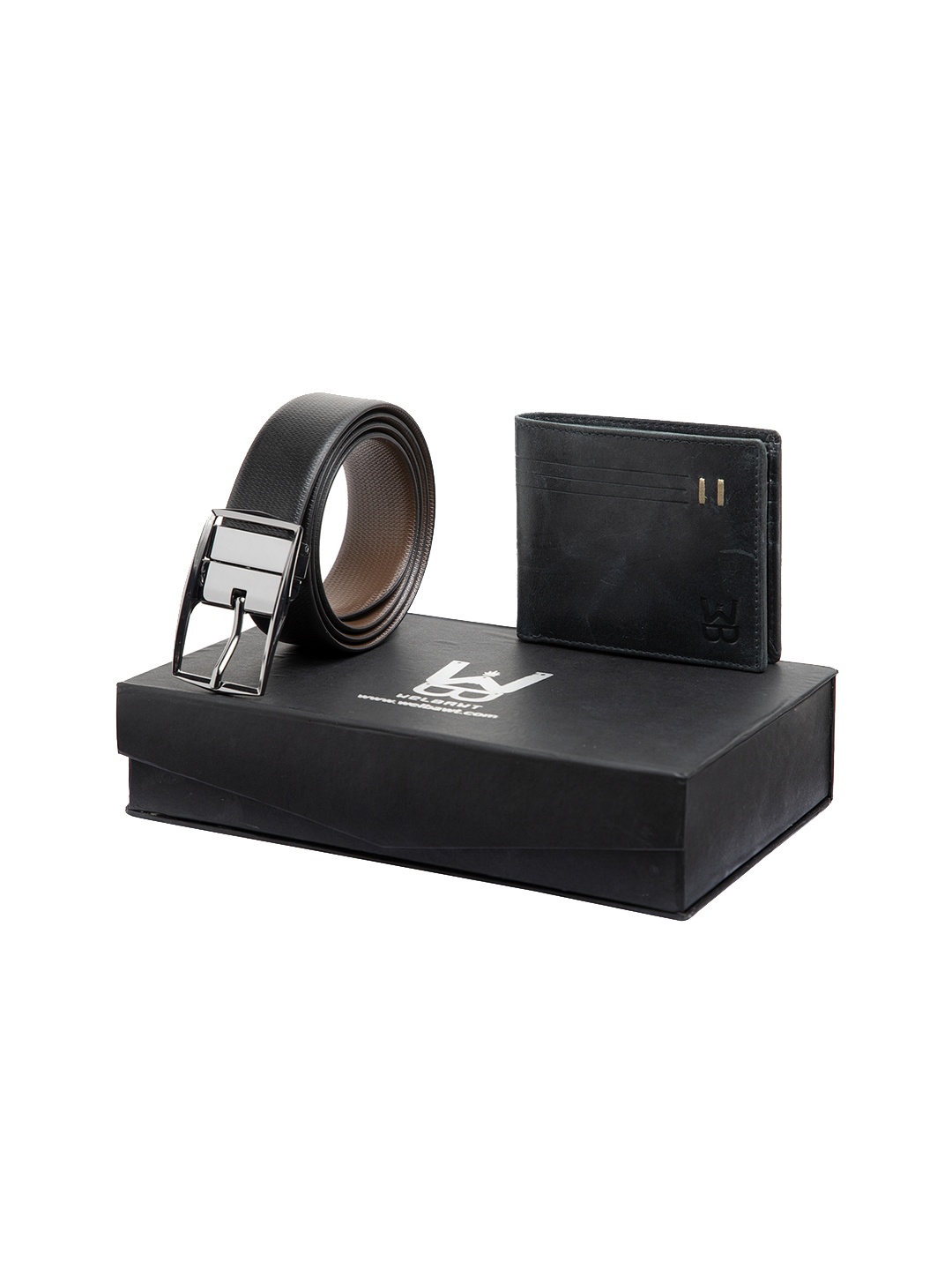 

WELBAWT Men Black Belt & Wallet Accessory Gift Set