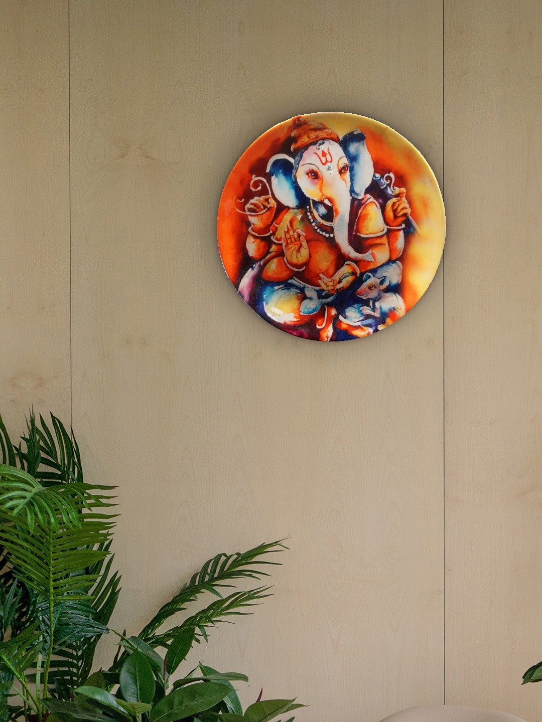 

KOLOROBIA Vinayaka Inspired Decorative Wall Plate Swarovski Zirconia Wall Plate, Orange