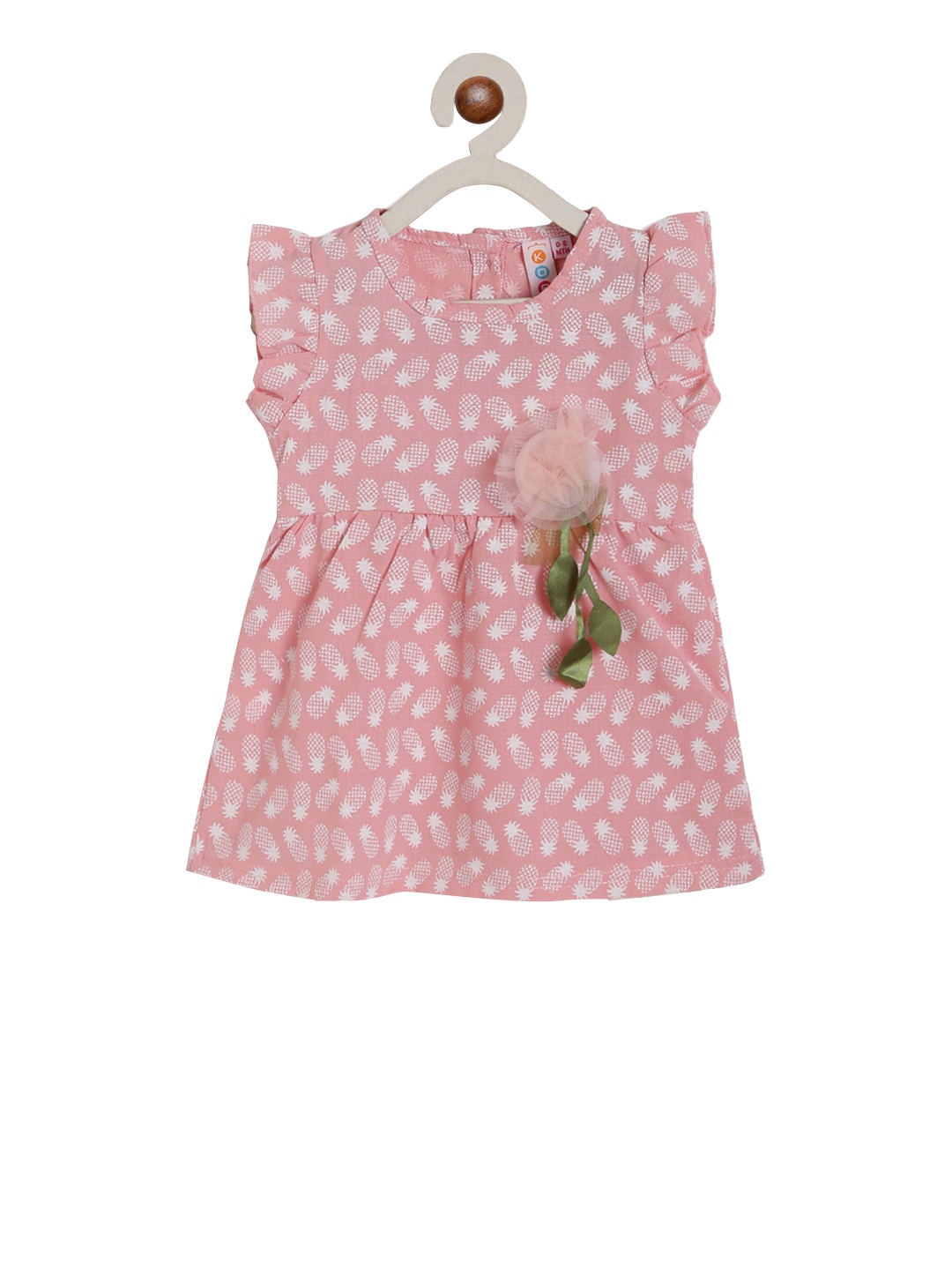 

Kids On Board Girls Pink Printed Fit and Flare Dress
