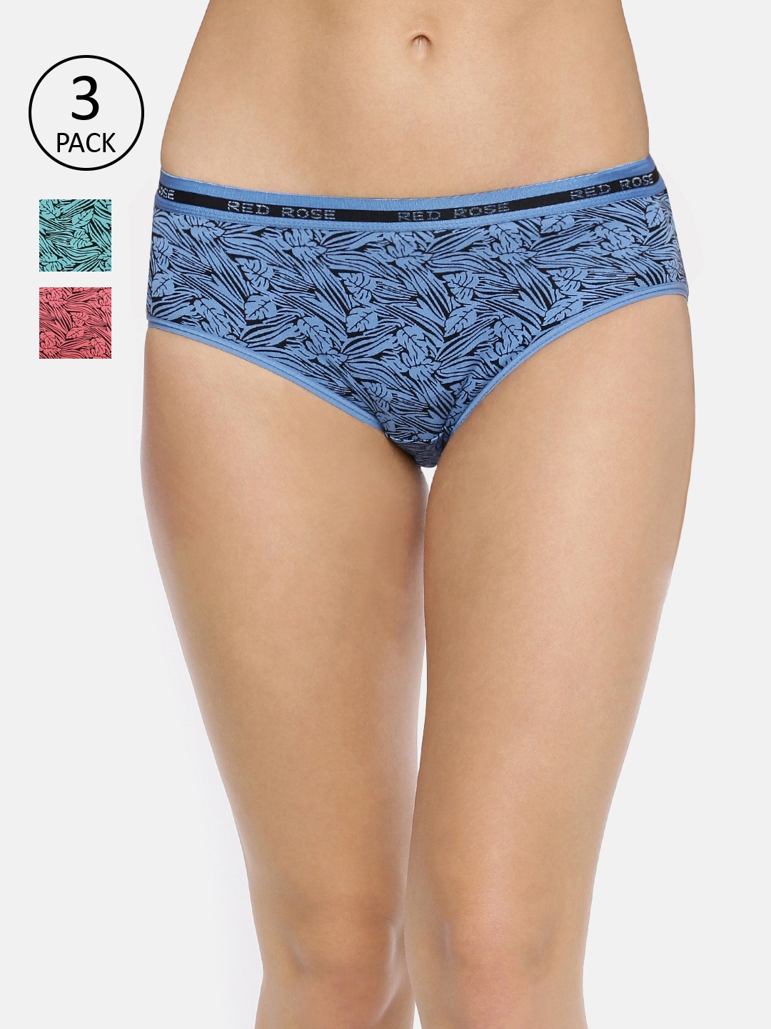 

Red Rose Women Pack of 3 Assorted Hipster Briefs
