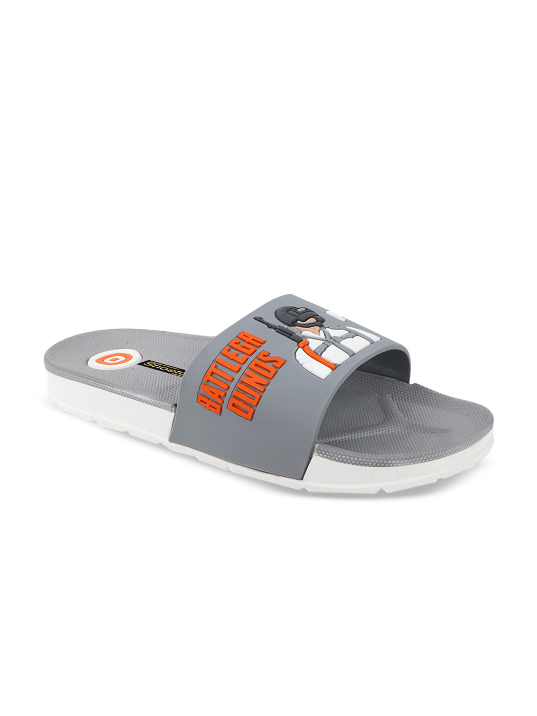

Shoetopia Unisex Kids Grey & White Printed Sliders